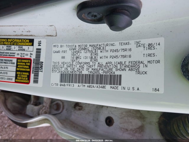 5TFJX4GN3EX035798 Toyota 2tr-fe