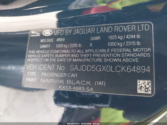 SAJDD5GX0LCK64894 Jaguar aj20