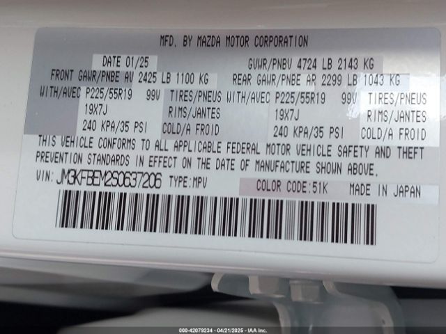 JM3KFBEM2S0637206 Mazda Cx-5 2.5 S Premium Plus