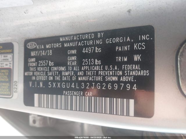 5XXGU4L32JG269794 KIA OPTIMA EX