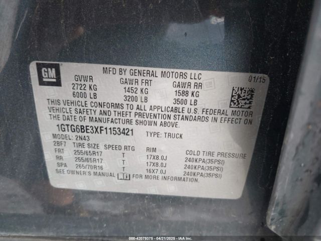1GTG6BE3XF1153421 GMC CANYON SLE