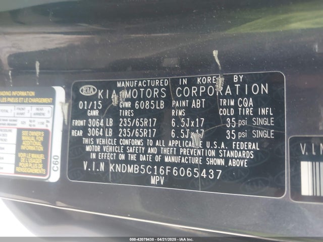 KNDMB5C16F6065437 KIA SEDONA LX