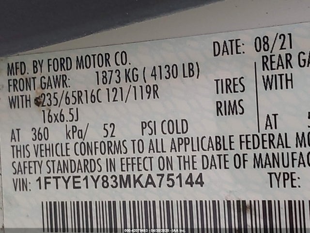 1FTYE1Y83MKA75144 Ford Transit-150