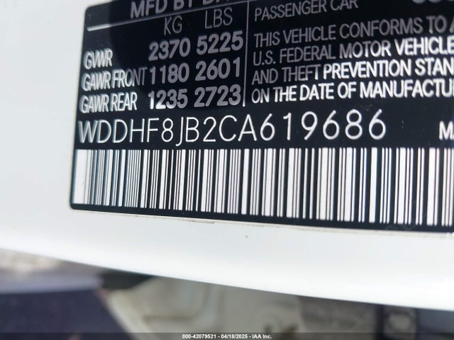42079521 :رقم المزاد ، WDDHF8JB2CA619686 vin ، 2012 Mercedes-benz E 350 4matic مزاد بيع