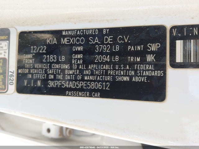 3KPF54AD5PE580612 KIA mpi nu