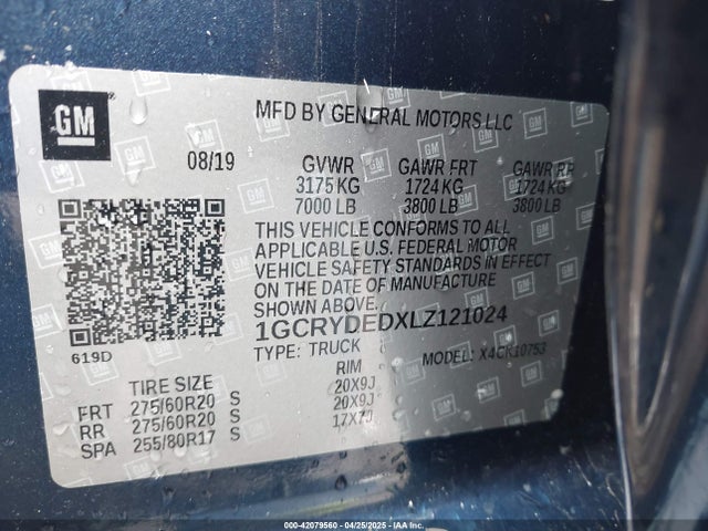 1GCRYDEDXLZ121024 Chevrolet Silverado 1500 4wd  Standard Bed Lt