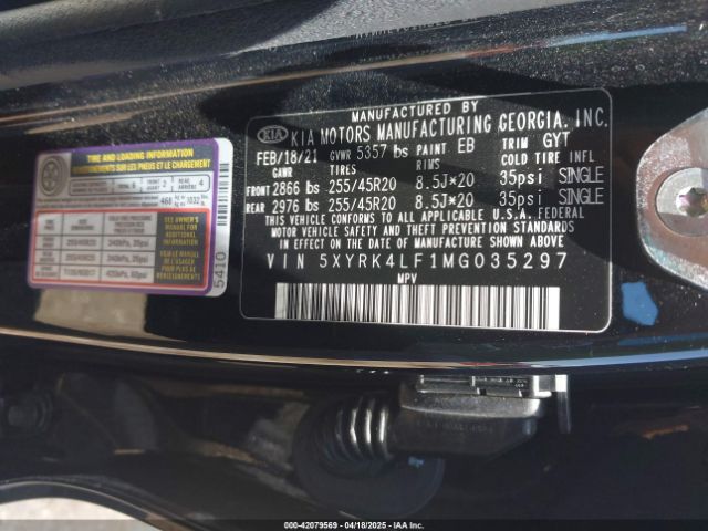 5XYRK4LF1MG035297 KIA SORENTO SX