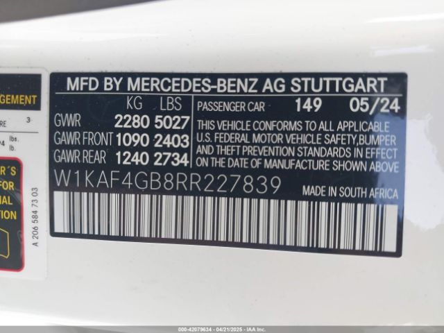2024 MERCEDES-BENZ C 300 W1KAF4GB8RR227839 Photo 8