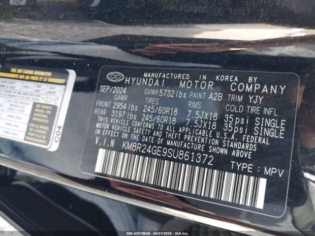 KM8R24GE9SU861372 Hyundai Palisade Sel