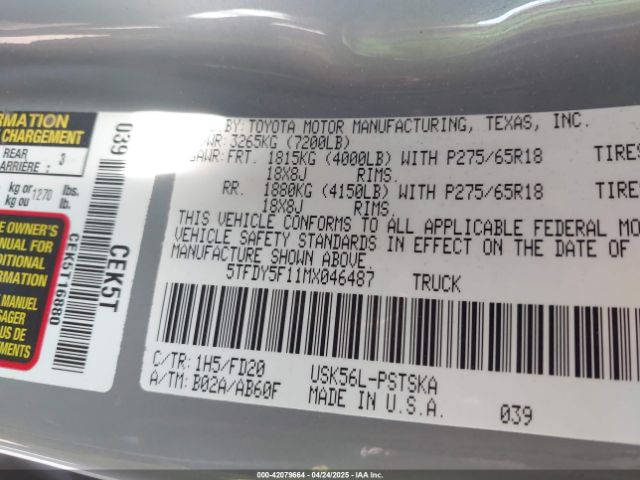 5TFDY5F11MX046487 Toyota Tundra Sr5