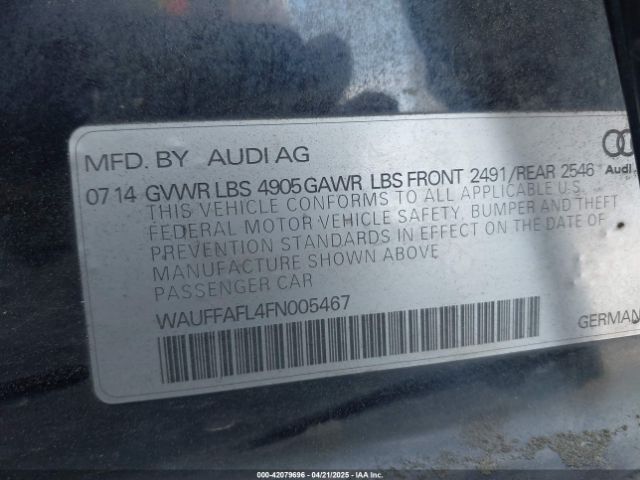 WAUFFAFL4FN005467 Audi A4 2.0t Premium