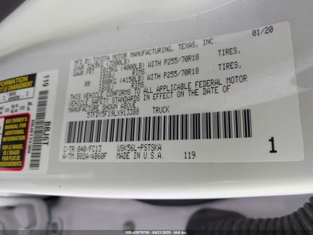 5TFDY5F19LX913388 Toyota Tundra Sr5