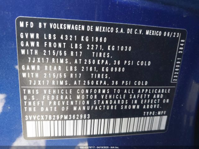 3VVCX7B29PM362983 Volkswagen Taos 1.5t S