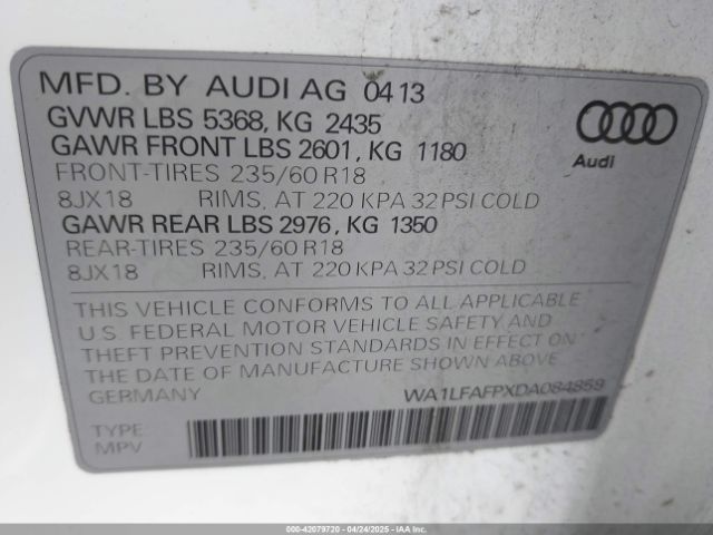2013 AUDI Q5 WA1LFAFPXDA084859 Photo 8