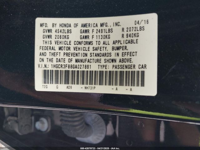 1HGCR3F88GA027891 Honda Accord Ex-l V-6