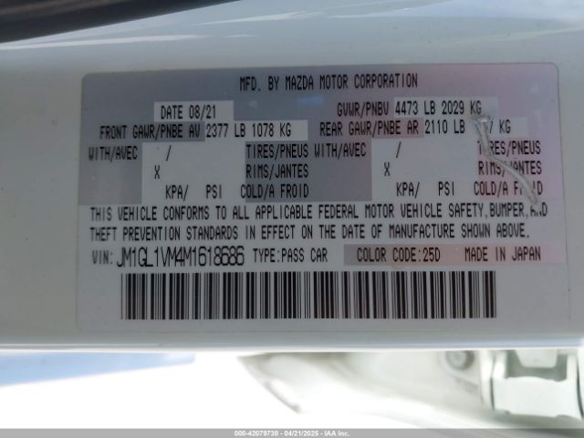 JM1GL1VM4M1618686 Mazda Mazda6 Touring