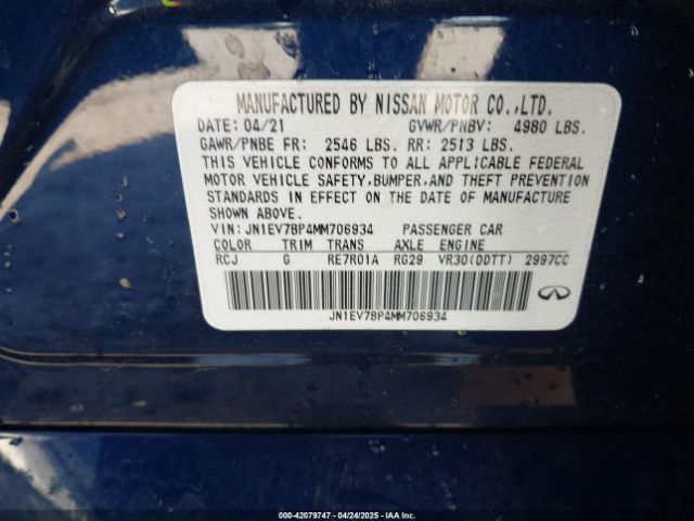 JN1EV7BP4MM706934 Infiniti Q50 LUXE