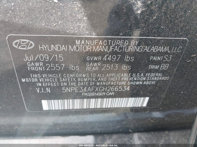 5NPE34AFXGH266534 Hyundai Sonata Sport