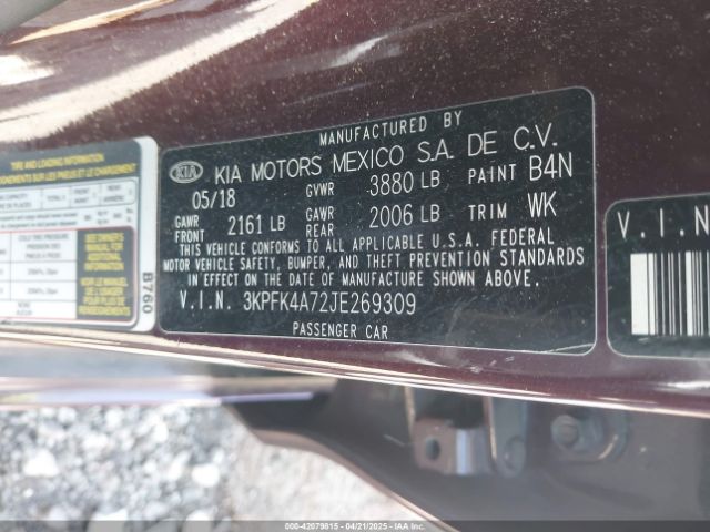 3KPFK4A72JE269309 KIA FORTE LX