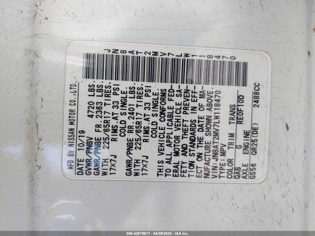 JN8AT2MV7LW118470 Nissan Rogue Sv Intelligent Awd