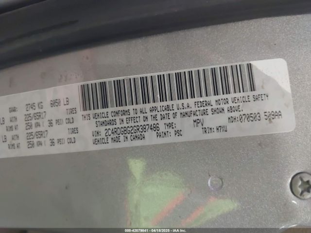 2C4RDGBG2GR387486 Dodge Grand Caravan Se
