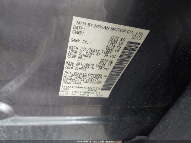 Nissan Titan Sv 4x2 2021 1N6AA1EF8MN536575 Image 9