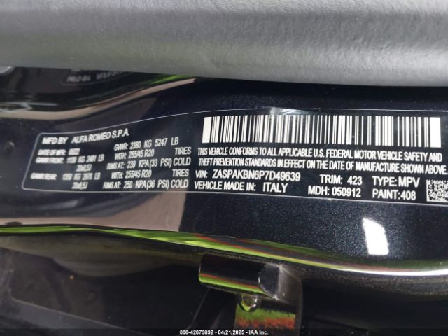 2023 ALFA ROMEO STELVIO ZASPAKBN6P7D49639 Photo 8