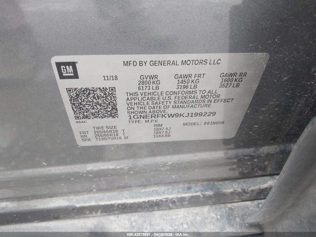 1GNERFKW9KJ199229 Chevrolet Traverse Ls