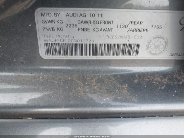 2012 AUDI A4 WAUFFCFL0CN010723 Photo 8
