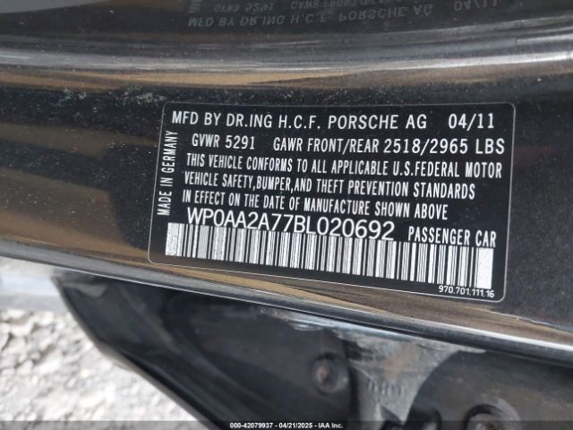 2011 PORSCHE PANAMERA WP0AA2A77BL020692 Photo 8