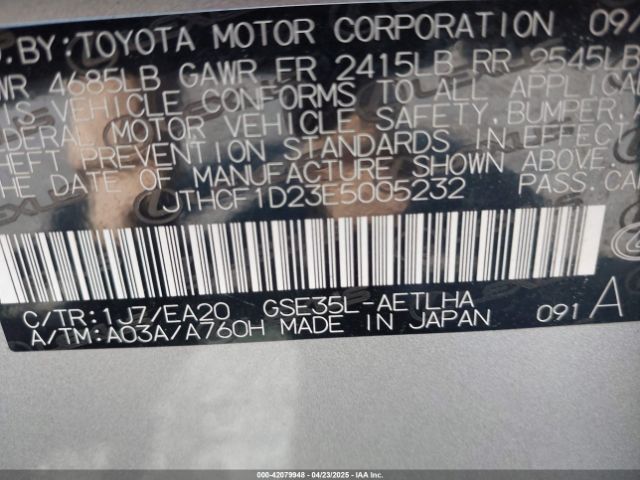 JTHCF1D23E5005232 Lexus IS 250