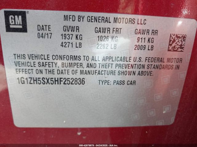 1G1ZH5SX5HF252836 Chevrolet Malibu Premier