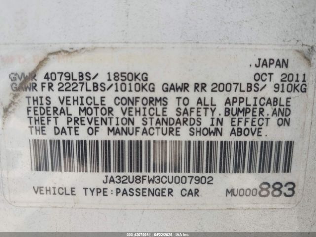 2012 MITSUBISHI LANCER JA32U8FW3CU007902 Photo 8