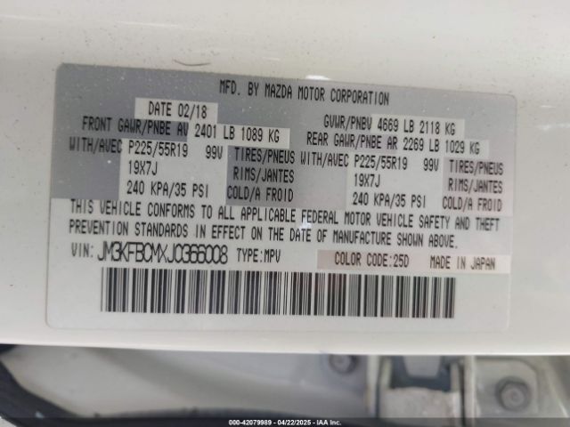 JM3KFBCMXJ0366008 Mazda Cx-5 Touring