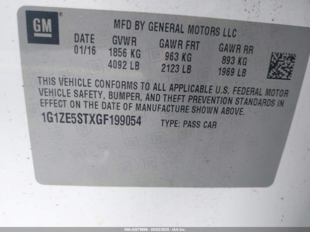 1G1ZE5STXGF199054 Chevrolet MALIBU 1LT