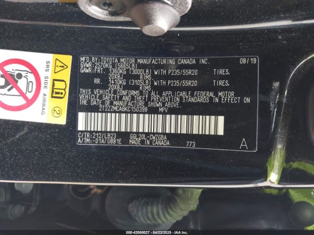 2T2ZZMCA6KC150398 Lexus RX 350