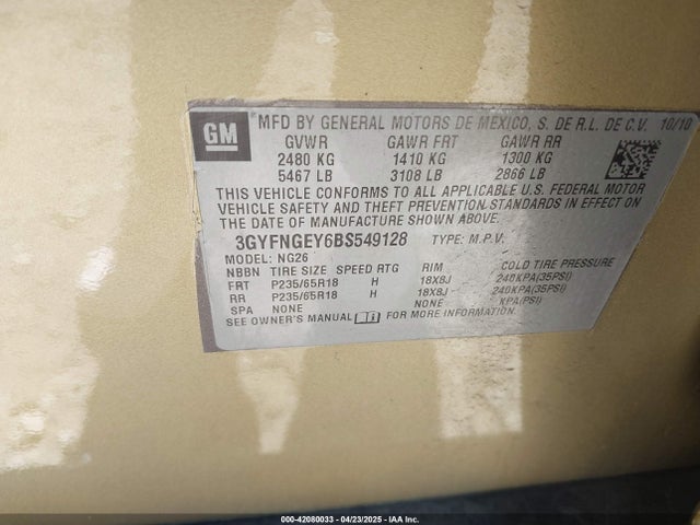 2011 CADILLAC SRX 3GYFNGEY6BS549128 Photo 8