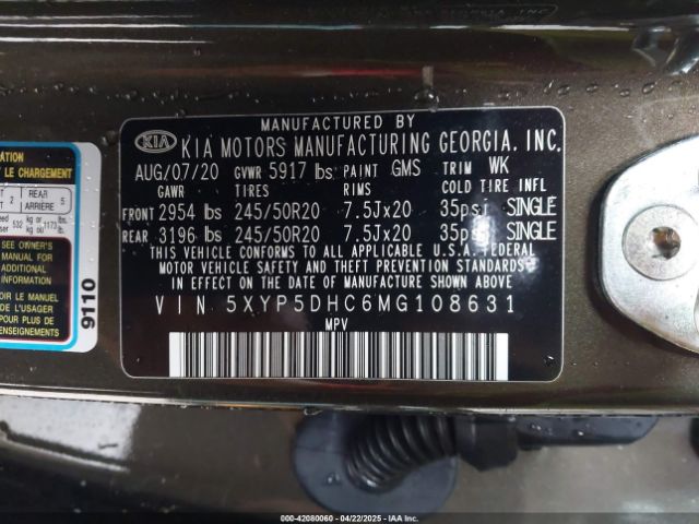 5XYP5DHC6MG108631 KIA Telluride Sx