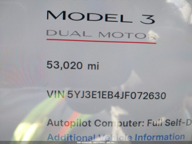 5YJ3E1EB4JF072630 Tesla 2018