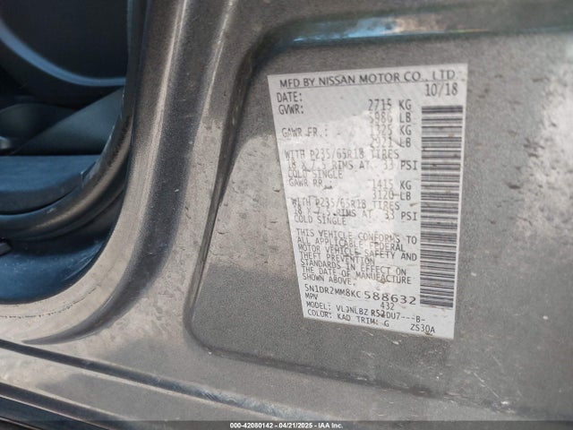 5N1DR2MM8KC588632 Nissan Pathfinder S