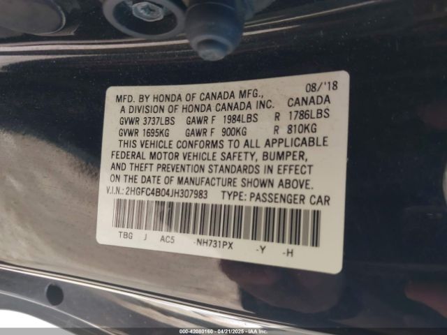 2HGFC4B04JH307983 Honda Civic Lx-p