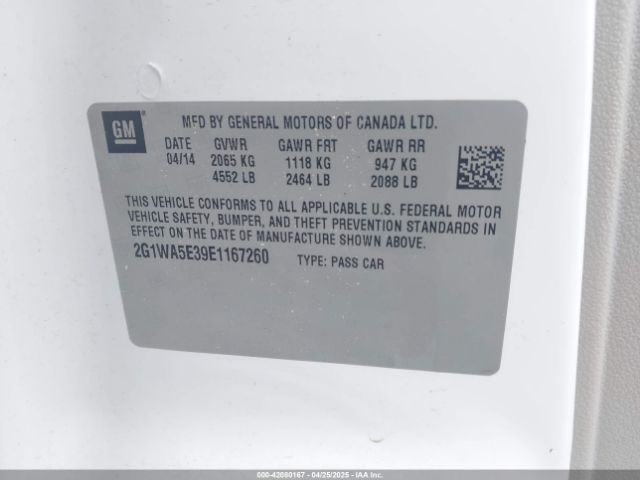 2G1WA5E39E1167260 Chevrolet Impala Limited Ls