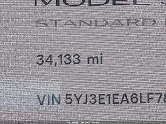 5YJ3E1EA6LF785622 Tesla Model 3 Standard Range Plus Rear-wheel Drive/standard Range Rear-wheel Drive