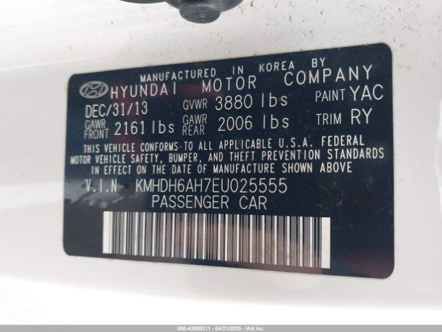 KMHDH6AH7EU025555 Hyundai Elantra