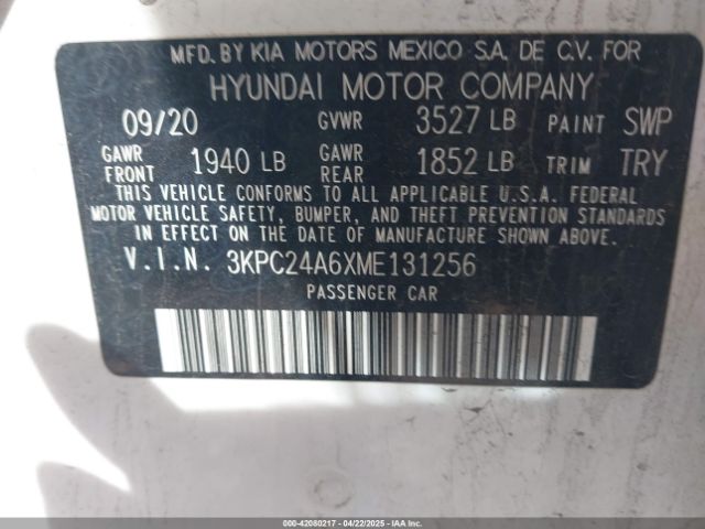 3KPC24A6XME131256 Hyundai ACCENT SE