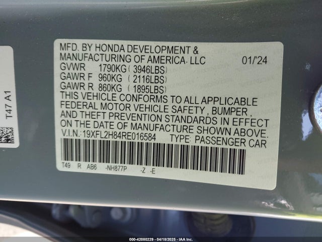 19XFL2H84RE016584 Honda Civic Sport