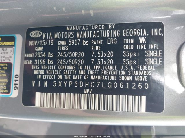5XYP3DHC7LG061260 KIA Telluride Ex