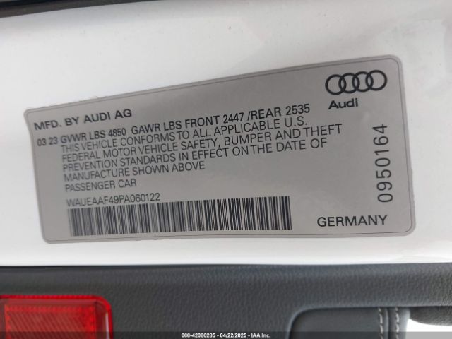 WAUEAAF49PA060122 Audi A4 Premium Plus 45 Tfsi S Line Quattro S Tronic