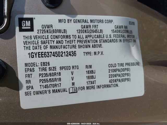 2005 CADILLAC SRX 1GYEE637450212436 Photo 8