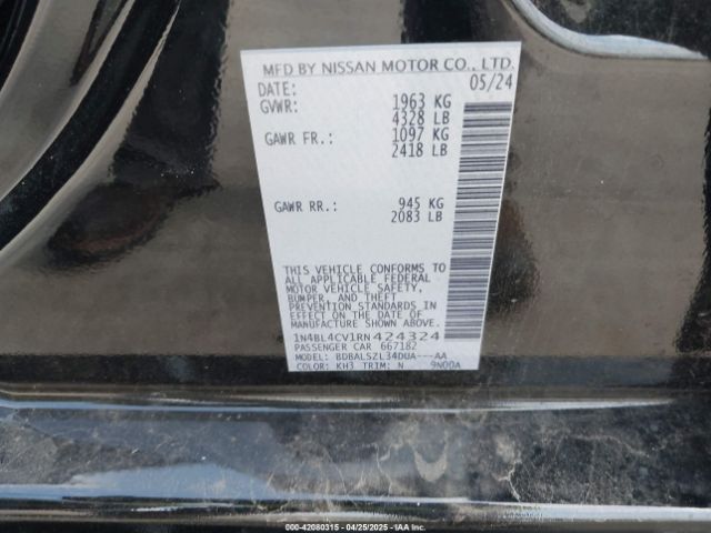 1N4BL4CV1RN424324 Nissan Altima Sr Fwd